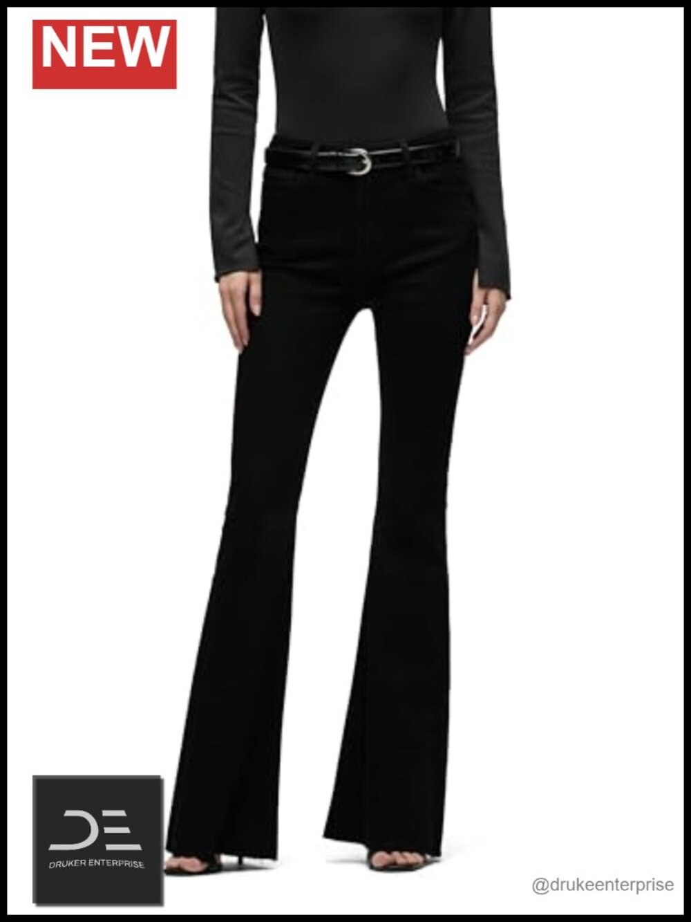 High Rise Flare Jeans Cotton Blend Super Stretch Denim